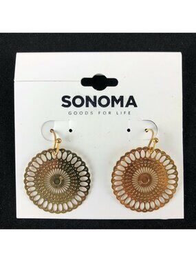 Sonoma Kohls Earrings Gold-tone Mandala Dangles 1"